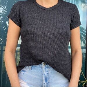 Wilt Charcoal Gray Shrunken Shifted Hem Tee Shirt Top XS